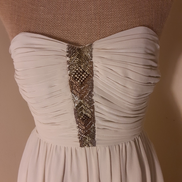 Shoshanna beaded front strapless ivory dress sz2 - Picture 4 of 12